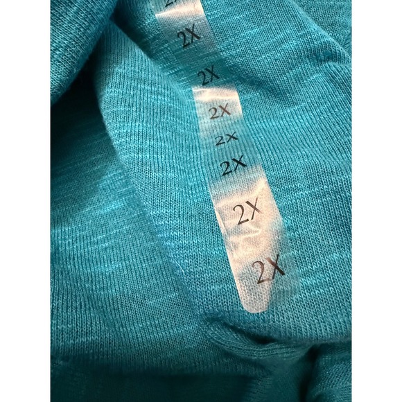 2X Jones New York Sport Woman Teal Blue Cowl Neck 3/4 Sleeve Stretch Top - Picture 6 of 6